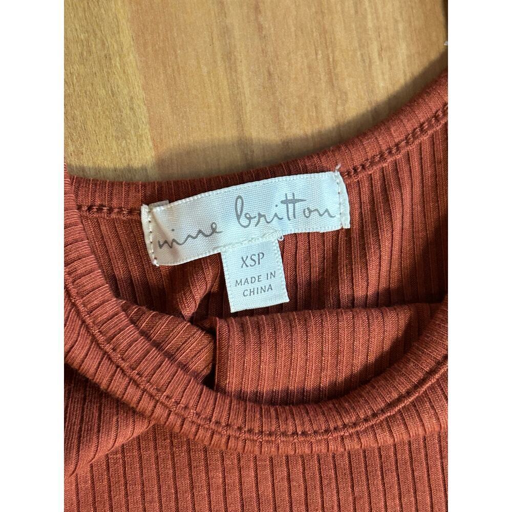 Nine Britton Ribbed Knit Midi Wrap Tank Dress Burnt Orange Summer Earthy PXS - Picture 7 of 10